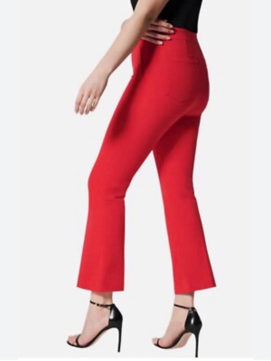 SPANX Pants - Spanx Red Polished Kick Flare Pants Size L Tall Stretch Flattering Party